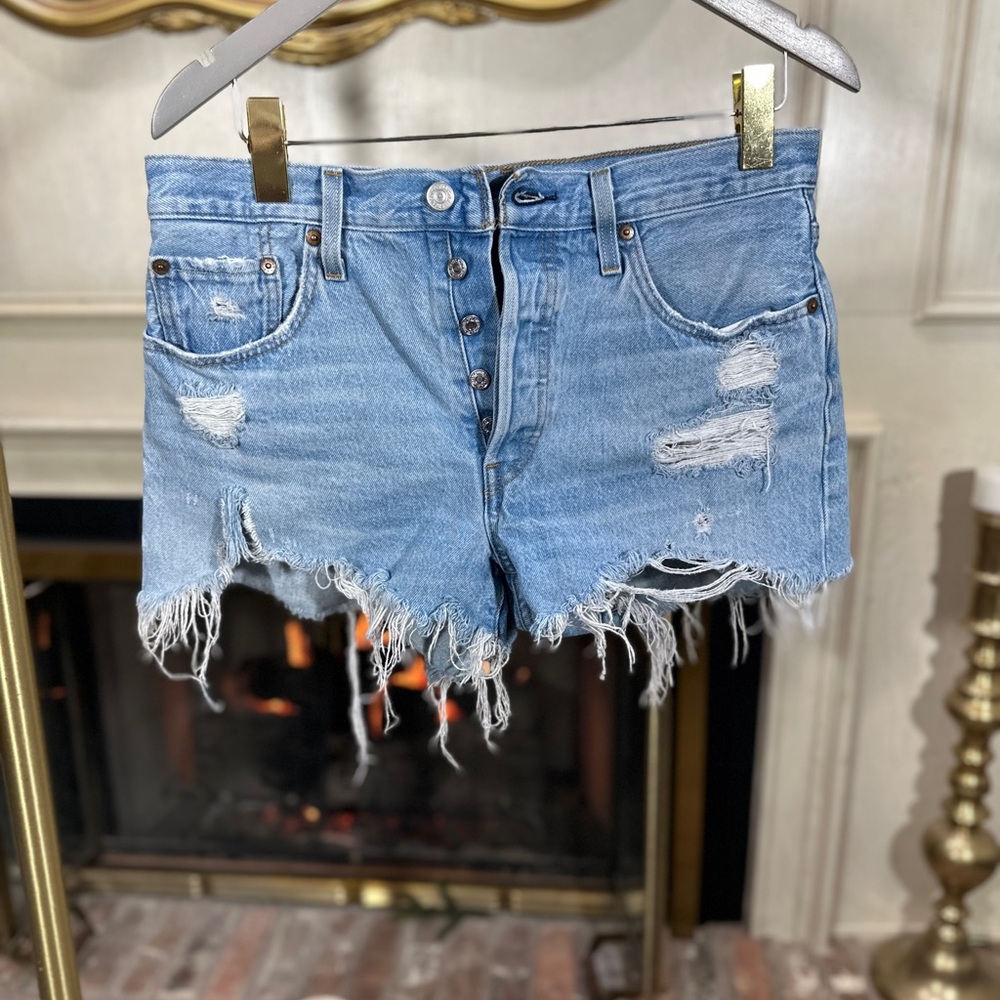 Levi's 501 Shorts 29 Light Wash Indie Boho Coastal‎ Cowgirl
